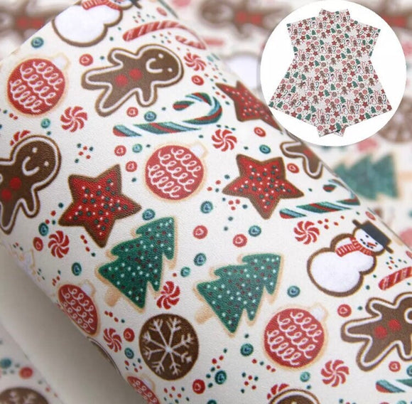 Christmas gingerbread faux leather sheet