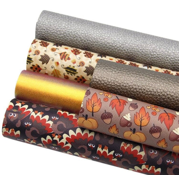 Bundle of 6 Thanksgiving faux leather sheets