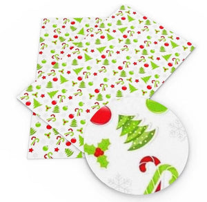 Candy cane & tree faux leather sheet