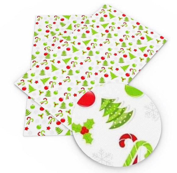 Candy cane & tree faux leather sheet