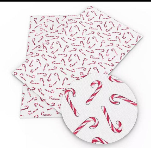 Candy cane faux leather sheet