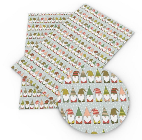 Christmas gnomes faux leather sheet