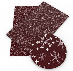 Burgundy Snowflake faux leather sheet