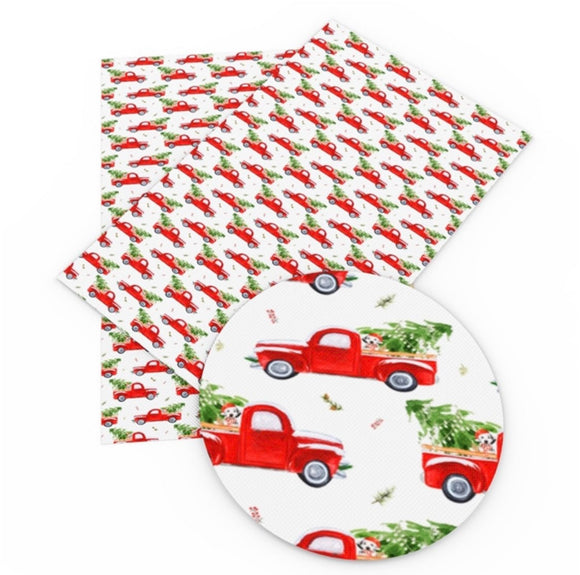 Christmas truck & tree faux leather sheet
