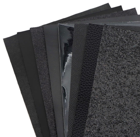 Bundle of 8 Assorted Black faux leather sheets