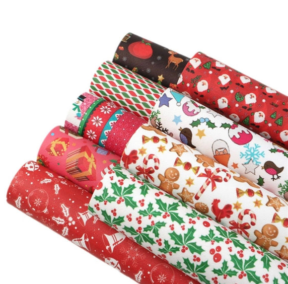 Bundle of 9 Christmas themed Faux leather sheets