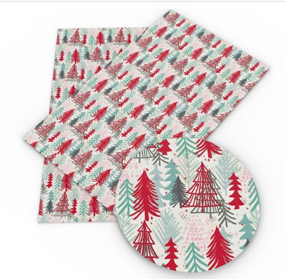Christmas forest faux leather sheet