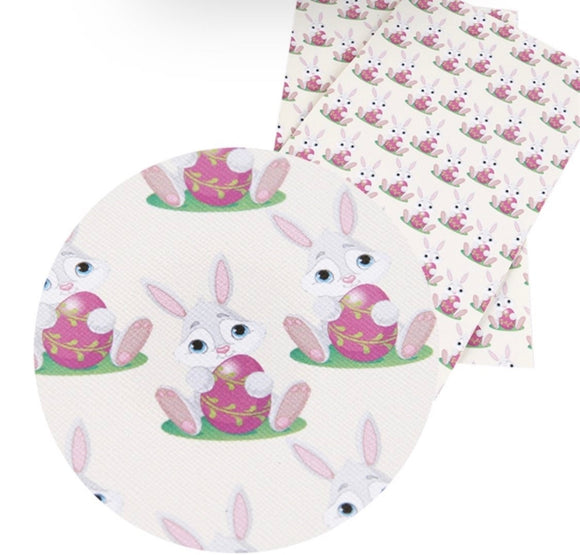 Easter bunny with egg faux leather sheet