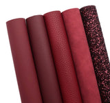 Bundle of 5 burgundy faux leather sheets