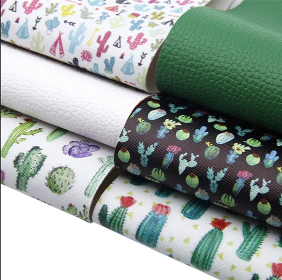 Bundle of 6 cactus themed faux leather sheets