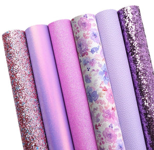 Bundle of 6 purple and pink faux leather sheets