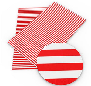 Red and white striped faux leather sheet, synthetic leather for crafts, beading, earring, bows