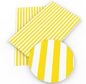 Yellow and white striped faux leather sheet, synthetic leather for crafts, beading, earring, bows