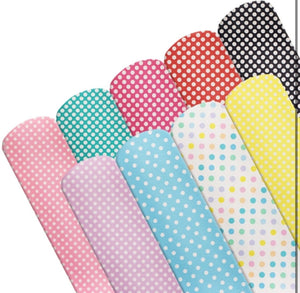 Bundle of 9 polka dot pattern faux leather sheets