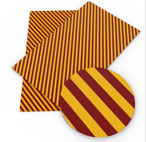 Yellow and red striped faux leather sheet, synthetic leather for crafts, beading, earring, bows