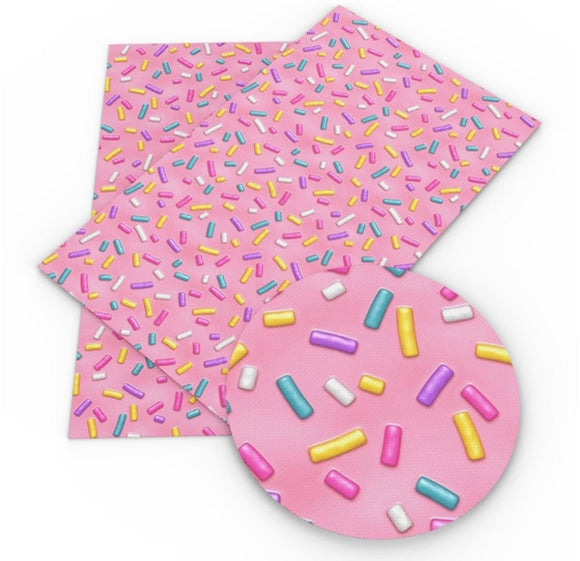 Pink sprinkles faux leather sheet