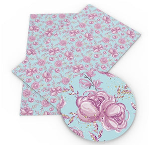 Pink flower faux leather sheet