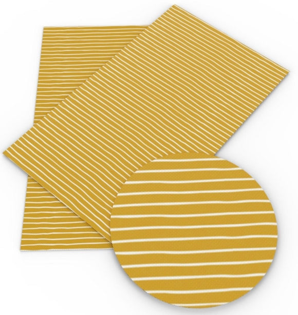 Yellow with white striped faux leather sheet, synthetic leather for crafts, beading, earring, bows