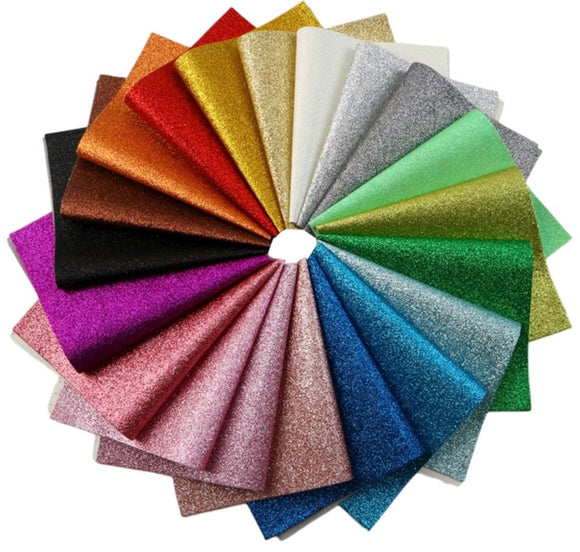 Bundle of 20 sheets of fine glitter faux leather