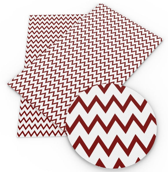 Red and White Chevron faux leather sheet, synthetic leather for crafts, beading, earring, bows