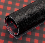 Double-sided Buffalo plaid & chunky black glitter faux leather