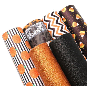 Bundle of 6 Halloween theme faux leather sheets