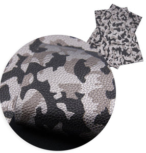 Black and grey camouflage litchi faux leather sheet