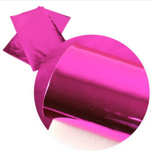 Hot pink mirror faux leather sheets, synthetic leather for earrings, crafts and bows, metallic, shiny