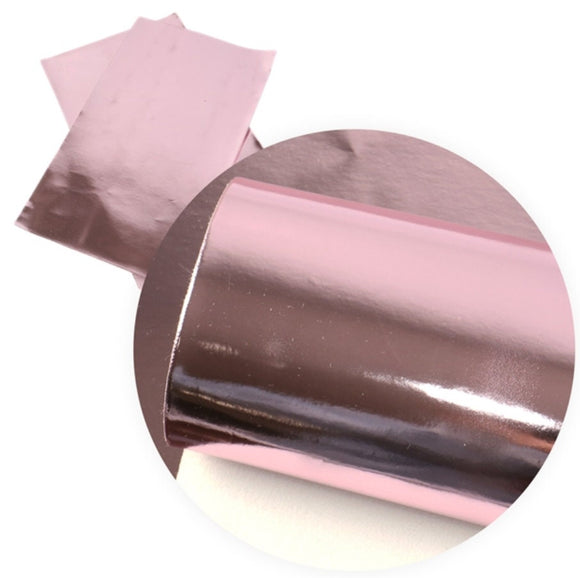 Pink mirror faux leather sheets, synthetic leather for earrings, crafts and bows, metallic, shiny