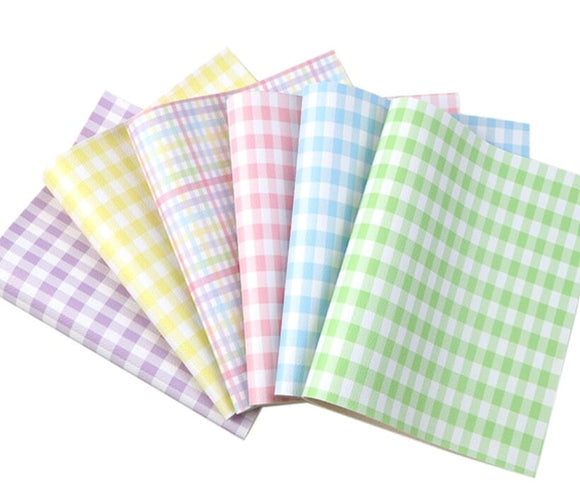 Assorted pastel plaid, faux leather sheet, synthetic leather for crafts, bows, earrings, Easter, spring