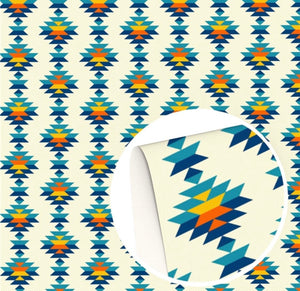 Blue and yellow Aztec pattern faux leather sheet