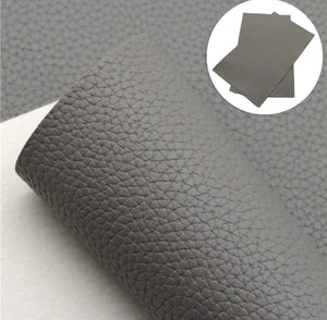 Medium grey litchi pattern faux leather sheets, synthetic leather for earrings, crafts and bows, bump pattern