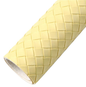 Pale yellow weave pattern faux leather sheets, synthetic leather for earrings, crafts and bows, bump pattern, braided