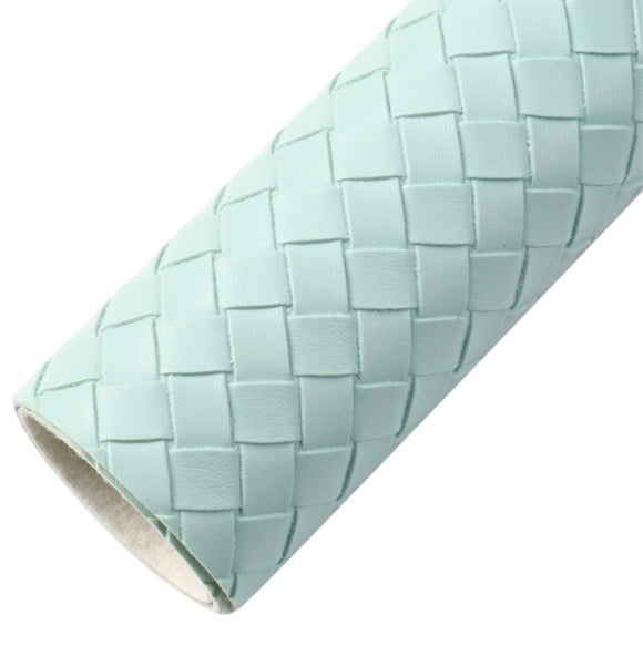 Mint weave pattern faux leather sheets, synthetic leather for earrings, crafts and bows, bump pattern, braided