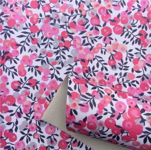 Pink flower faux leather sheet