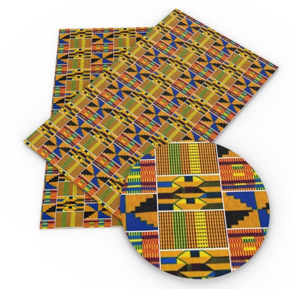 African kente pattern faux leather sheet